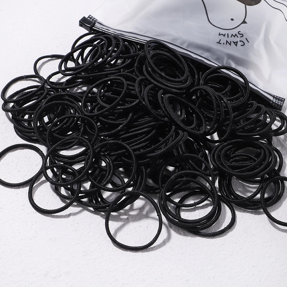 Lot de 50 bandeaux élastiques en caoutchouc pour cheveux, style macaron, très élastiques, durables, pour queue de cheval haute, pour femmes et enfants