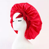 Bonnet de nuit en satin pour femme, large bande solide, extensible, avec nœud, bonnet soyeux, bonnet de nuit, soins capillaires, couvre-tête de douche