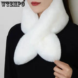 WTEMPO Écharpes de couleur unie pour femmes, cache-cou, longue écharpe moelleuse, épaisse et chaude, col en fausse fourrure