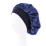 New Women's Satin Solid Wide-brimmed Sleeping Hat Unisex Head Wrap Elastic Band Cap Hair Care Bonnet Night Hat Bonnet De Nuit