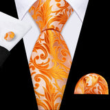 Cravate de mariage noire, dorée et rose pour homme, en soie florale, motif jacquard, pochette, boutons de manchette, pour soirée d'affaires, Barry.Wang