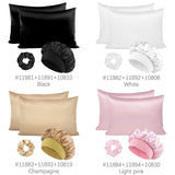 Luxury 4PCS/LOT 2 Pillowcase Hair Scrunchie Night Hat Set Fashion Imitation Silk Satin Pillowcase Sleep Set tool Silkly Cap
