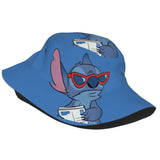 Unisex Kawaii Bucket Hats Funny Stitch Cartoon Accessories Bob Hat For Beach Headwear Lightweight