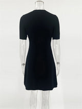 Robe courte élégante en tricot Trendix pour femme, coupe slim, taille haute, manches courtes, côtelée, idéale pour les vacances