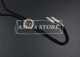 Vintage Bolo Tie Shirt Chain Cowboy Jazz Alloy Men Women Leather Rope Long Necklace Imitation Obsidian Sweater Chain Men Accesso