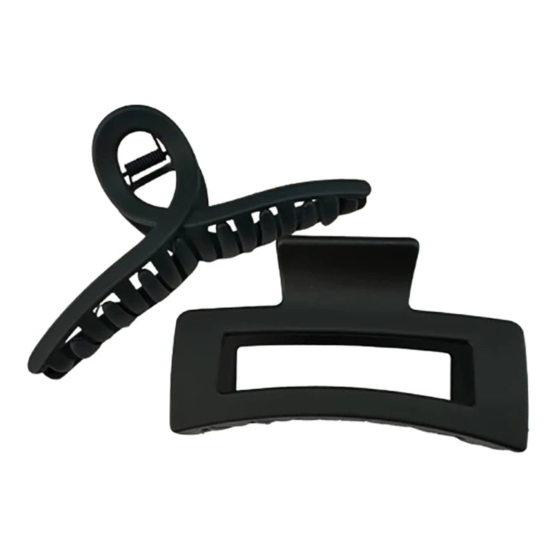 Pinces à cheveux carrées noires en acrylique pour femmes, grandes pinces à cheveux géométriques mates et givrées, style requin, minimalistes, pour le quotidien