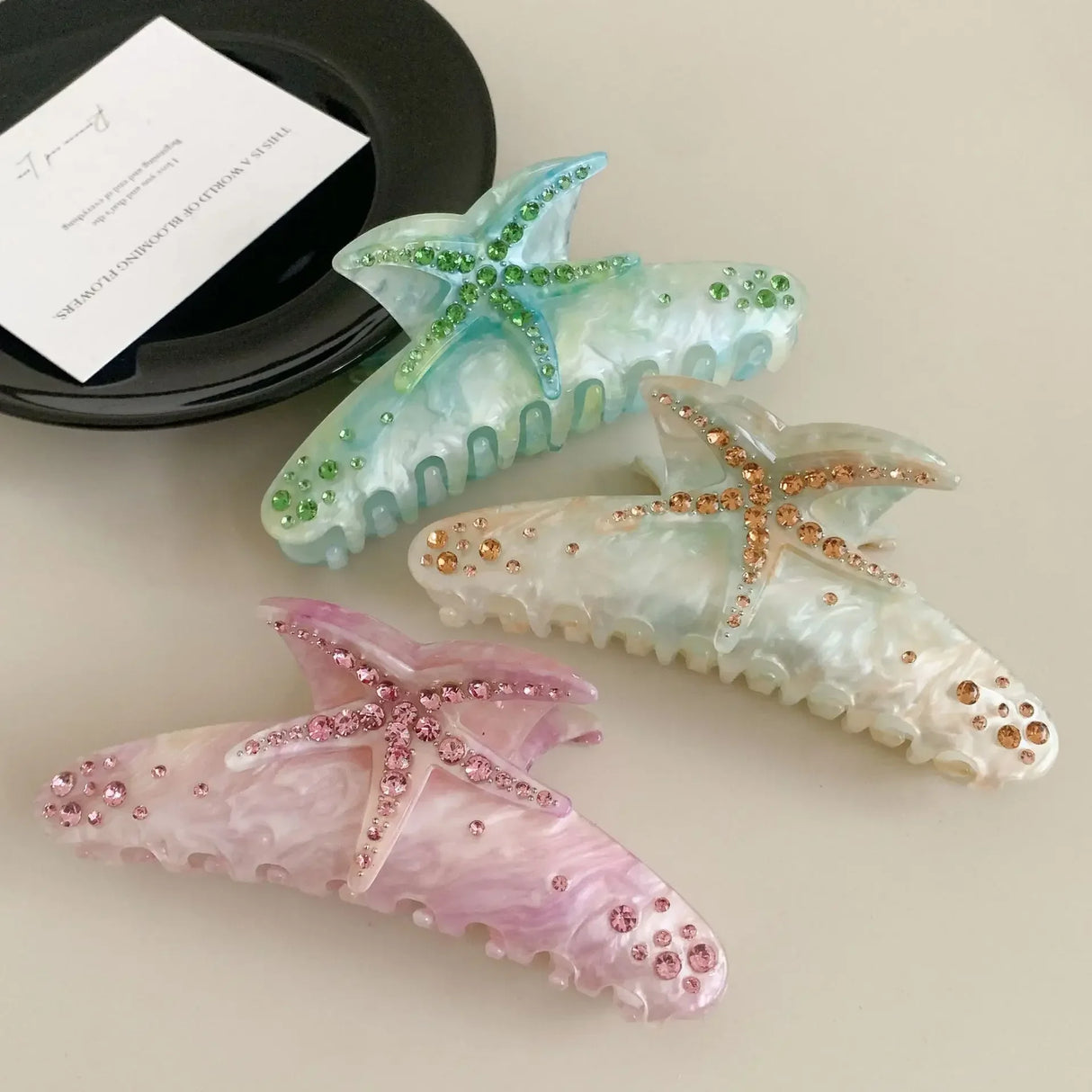Pince à cheveux YHJ en forme d'étoile de mer pour femme, pince à cheveux en acétate et strass, bijoux de vacances, pince à cheveux tendance, accessoires pour cheveux
