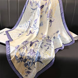Foulard carré en satin de soie imprimé pour femme, hijab, bandana, 90 cm