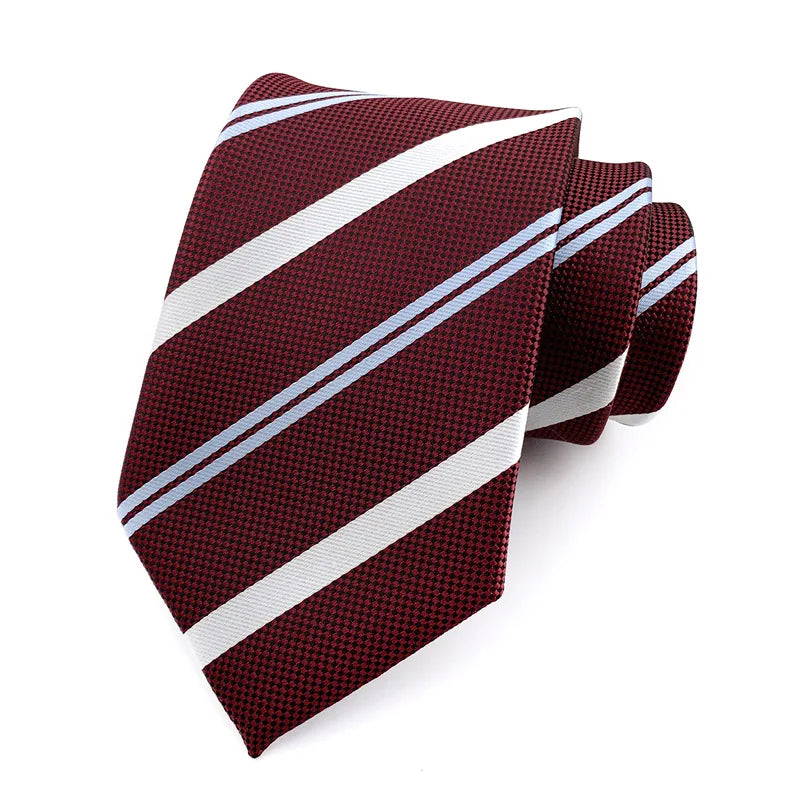 Cravate pour homme 8 cm, motif rayé, jacquard tissé, cravate Ascot, pour homme, pour fête de mariage
