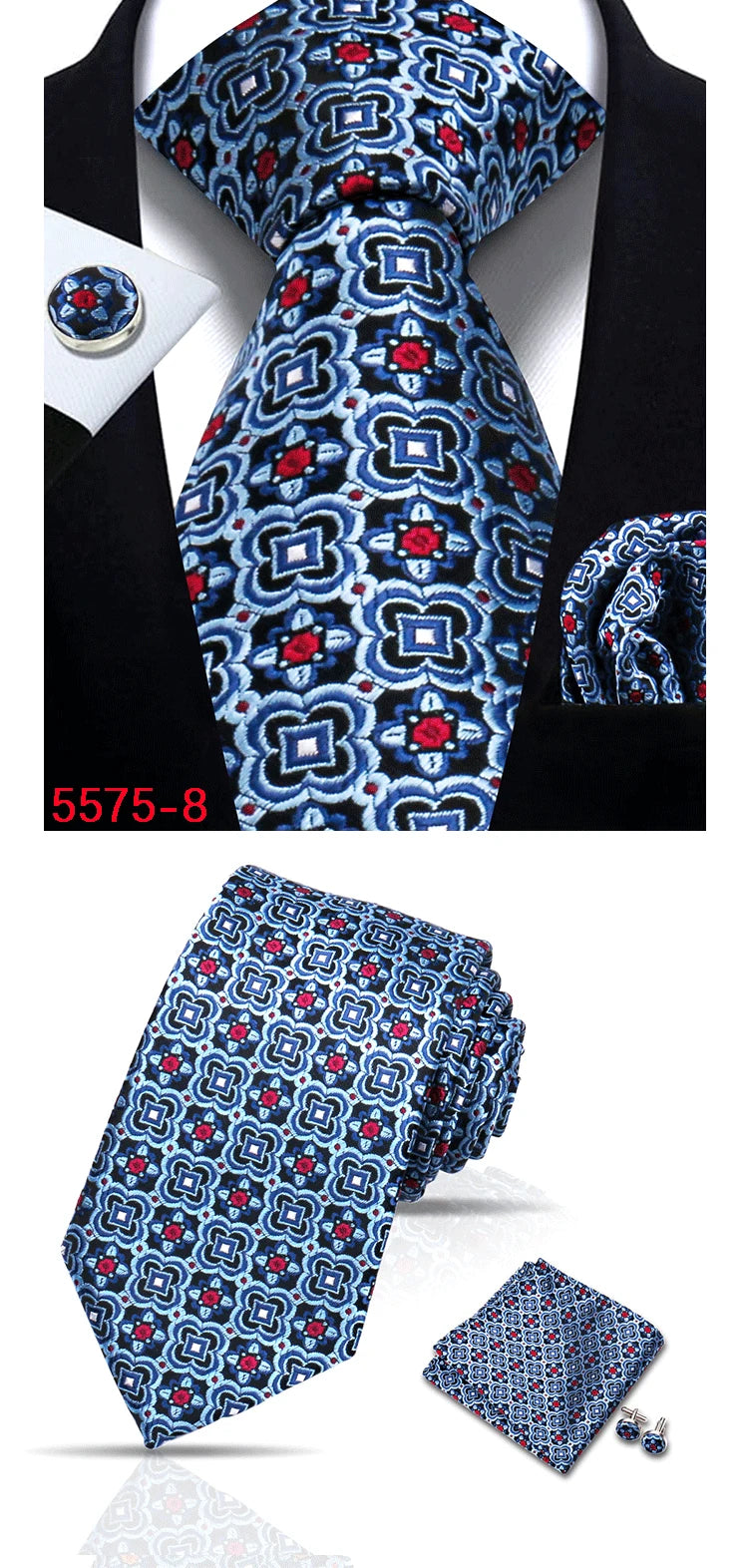 Cravate homme Paisley Jacquard tissé 8 cm formelle affaires mariage cravate poche carré ensemble costume cravate haute qualité fait main Gravata