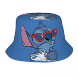 Unisex Kawaii Bucket Hats Funny Stitch Cartoon Accessories Bob Hat For Beach Headwear Lightweight