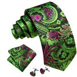 Ensemble élégant de cravates et boutons de manchette en soie à fleurs multiples pour homme, cravate jacquard à fleurs pour mariage, entreprise, fête, événement, Barry.Wang