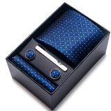 Cravate pour homme, tout nouveau style, cadeau de mariage, ensemble de pochettes, boîte à cravates, accessoires de costume noirs pour hommes