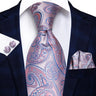 Hi-Tie 100% soie classique pour homme, cravate de mariage corail rose rouge pêche, pochette carrée, boutons de manchette, ensemble de cravates roses pour hommes, cravates cachemire unies