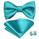 Hi-Tie Ensemble nœud papillon en soie pour homme, mouchoir et boutons de manchette, bleu, rouge, or, noir, blanc, jacquard, nœud papillon, mariage, affaires