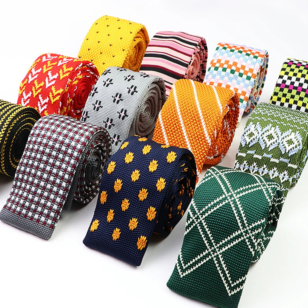 Cravates classiques en tricot pour hommes, cravates décontractées, à pois, à carreaux, pour loisirs, chaudes, pour affaires, mariage, largeur 6 cm