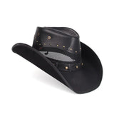 Designer Men's and Women's Leather Western Cowboy Hat Knight Cap Breathable Sun Hat Top Gorras Para Hombres 모자 Caps for Men