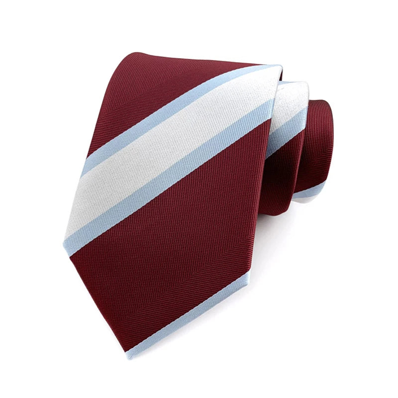 Cravate pour homme 8 cm, motif rayé, jacquard tissé, cravate Ascot, pour homme, pour fête de mariage