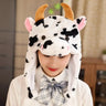 Cute Cosplay Costume Green Headgear Female Beanie Caps Cartoon Winter Autumn Hats Plush Hat Big Frog Eyes Hat Rabbit Bunny Ears