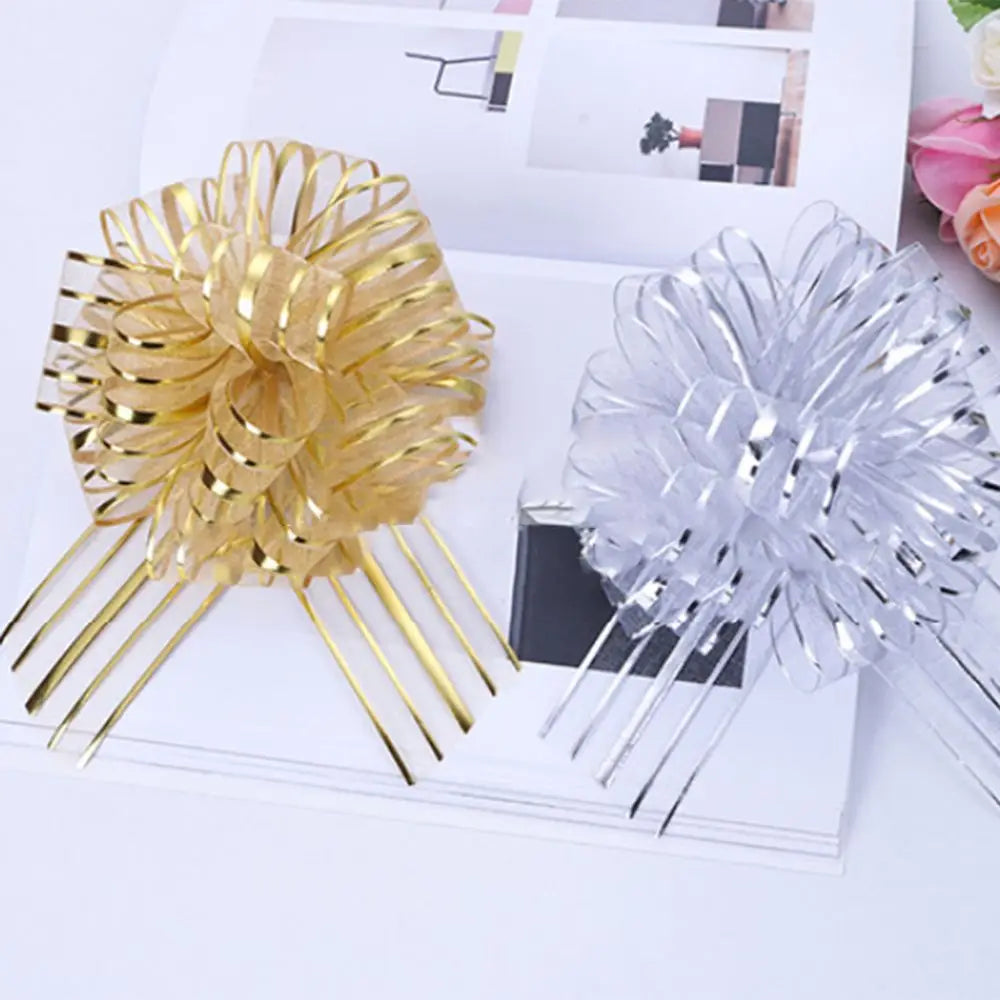 Lot de 5 grands nœuds à tirer pour décoration de voiture de mariage, d'anniversaire, de fête d'Halloween ou de Noël