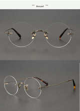 2024 Pure Titanium Round Rimless Glasses Frame Simple Fashion Men Women Small Faces Eyeglasses Light Weight Frameless Spectacles