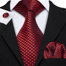 Barry.Wang Ensemble cravate et boutons de manchette en soie pour homme, motif jacquard, rouge, bordeaux, rose, pour mariage, affaires, fête