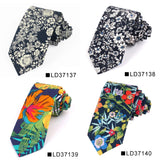 Nouvelle cravate florale pour hommes et femmes, cravate fine en coton pour mariage, cravates décontractées pour hommes, costumes classiques, cravates à imprimé floral