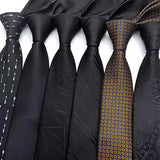 Cravate de luxe fine et étroite pour homme, 6 cm, noire, unie, à pois, rayée, en jacquard, idéale pour les soirées d'affaires