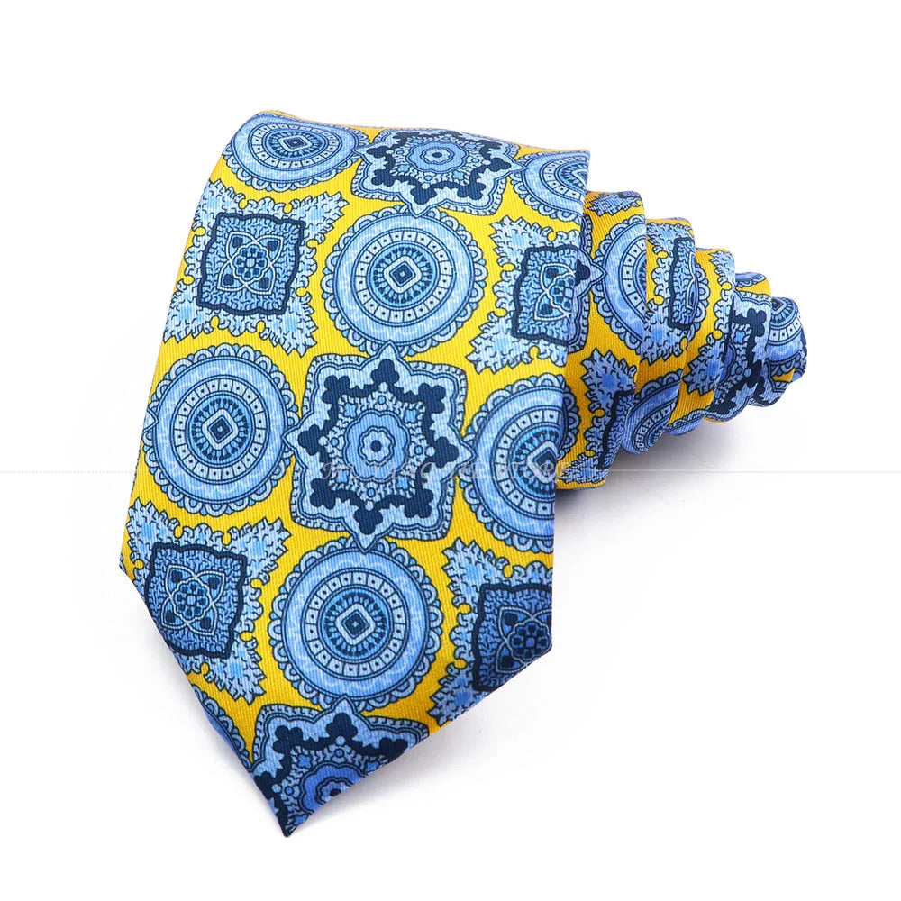 Cravate de luxe en soie imprimée fine de 7 cm pour homme, accessoire classique pour le bureau, les loisirs, les costumes et les fêtes de mariage