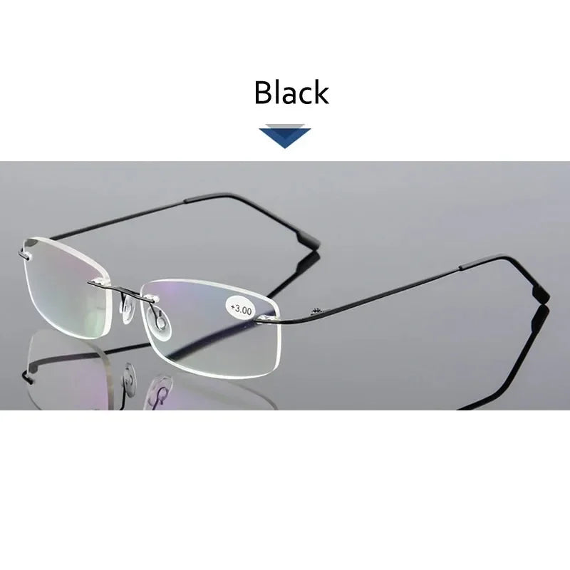 High Quality Titanium Frame Reading Glasses for Women and Men Anti Blue Light Presbyopia Eyewear with Diopter +1.0 To +4.0