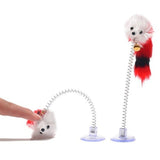 1pc Stick Spring Toy Suction With Bell Mouse Cat Interactive Pet Tool Elastic Scratcher Mice Teaser Entertainment Multicolor New