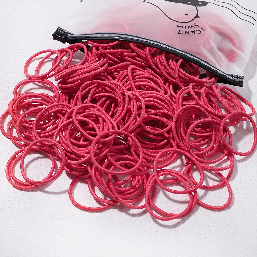 Lot de 50 bandeaux élastiques en caoutchouc pour cheveux, style macaron, très élastiques, durables, pour queue de cheval haute, pour femmes et enfants