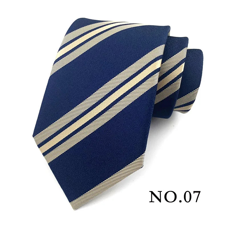 Cravate pour homme 8 cm, motif rayé, jacquard tissé, cravate Ascot, pour homme, pour fête de mariage