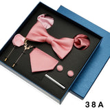 Coffret cadeau pour homme et femme, pochette, cravate, boutons de manchette, broche, couleur unie, pour mariage, affaires, vente en gros