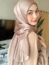 Plissierter, zerknitterter Satin-Hijab-Schal, Medina-Seidenschals, einfarbige Tücher, Stirnband, Schal, Wickeltuch, muslimische Frauen, Schleier, Turban, Hijabs