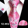 Ensemble de cravates en soie rose floral pour hommes, ensemble de cravates de fête de mariage, mouchoir, broche, boutons de manchette, accessoires pour hommes de haute qualité Gravata