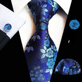 Ensemble de cravates en soie rose floral pour hommes, ensemble de cravates de fête de mariage, mouchoir, broche, boutons de manchette, accessoires pour hommes de haute qualité Gravata