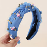 Knotted Wide Headbands Diadem For Back To School Pearls Pencil Hair Bands Kids Head Hoop Girls Children Daily Tiara Accessories