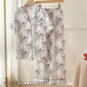 Fashion Print Flower 2PCS Pajamas Set Women Sleepwear Spring Summer Trouser Suits Lounge Wear Loose Satin Homewear Pijamas Suit