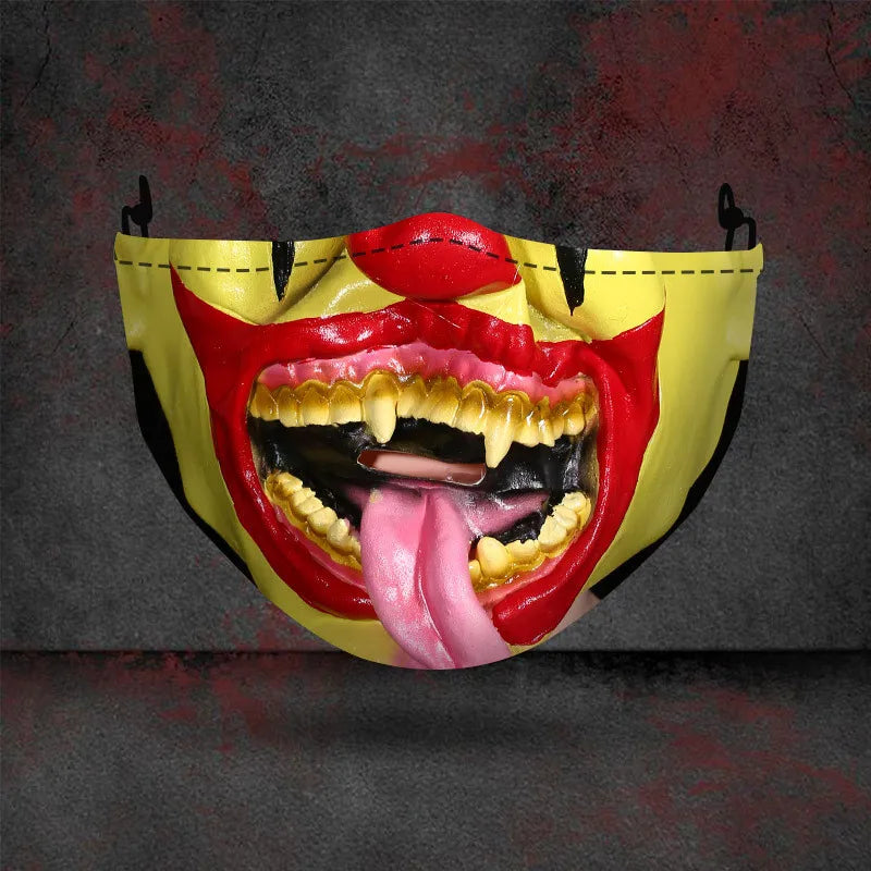 1 masque anti-poussière filtre adulte grande bouche masques faciaux 3D mascara Halloween masculin réutilisable lavable masque de clown mascara divertida