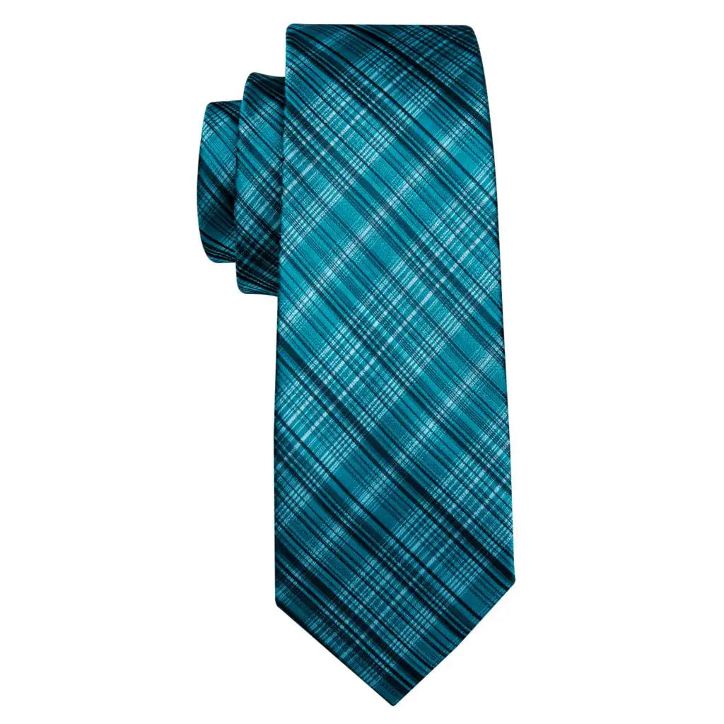 Barry.Wang Ensemble cravate et mouchoir en soie à carreaux pour homme, motif jacquard, idéal pour un mariage, un marié ou une équipe