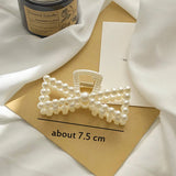5pcs/set Korean Imitation Pearl Hairpins Geometric Hair Claws Bath Large Catch Clip Shark Clip Back Head Women Hair Accessories