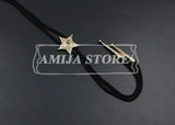 Vintage Bolo Tie Shirt Chain Cowboy Jazz Alloy Men Women Leather Rope Long Necklace Imitation Obsidian Sweater Chain Men Accesso