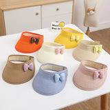 Lovely Girl Baby Summer Straw Hat Casual Bowknot Sun Visor Caps Outdoor Beach Top Sunscreen Empty Hats Cute Baseball Caps
