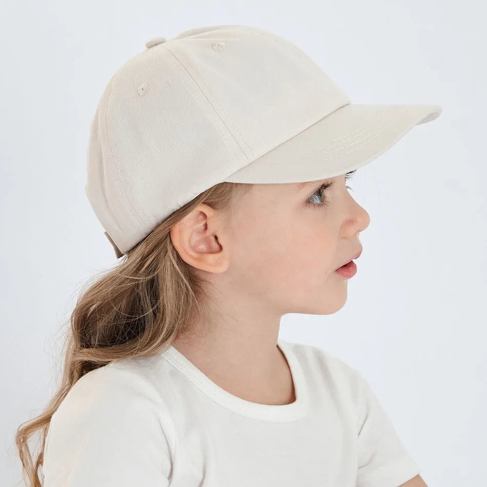 Casquettes pour enfants, couleur unie, en coton respirant, à rabat, ajustable, pour bébés, filles, été, de 1 à 5 ans