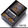 Brand Wholesale Tie Pocket Squares Cufflink Set Necktie Blue Striped Man Wedding Accessories Fit Workplace Holiday Gift Box