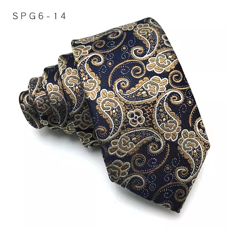 Cravate de luxe fine et étroite pour homme, 6 cm, noire, unie, à pois, rayée, en jacquard, idéale pour les soirées d'affaires