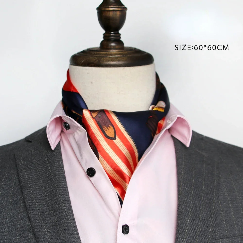 Foulard en soie britannique pour hommes, petite serviette carrée, foulard en soie satinée, foulard pour hommes, style coréen, printemps-automne, affaires pour hommes