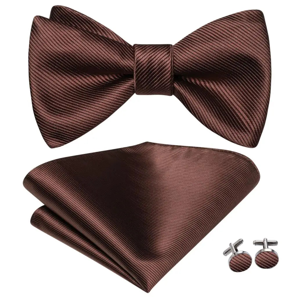 Hi-Tie Ensemble nœud papillon en soie pour homme, mouchoir et boutons de manchette, bleu, rouge, or, noir, blanc, jacquard, nœud papillon, mariage, affaires