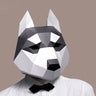 Masque tête de chien husky en papier 3D, modèle animal, accessoire de cosplay pour Halloween, femme, homme, fête, jeu de rôle, bricolage